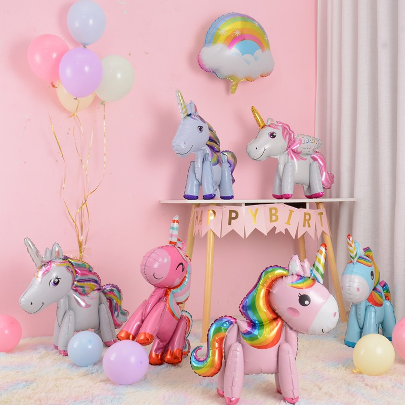(75x65cm) Kinder Party Ballon Deko Einhorn Folienballon - Lila
