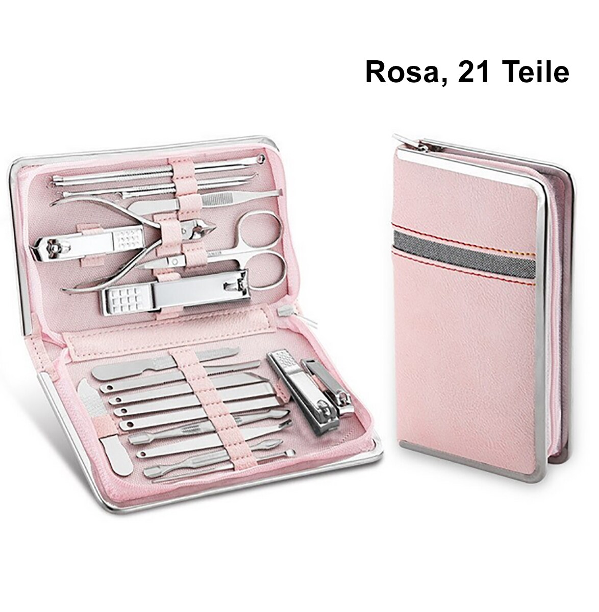TPFBeauty Maniküre- & Pediküre-Set 21-teilig aus Kunstleder - Schwarz