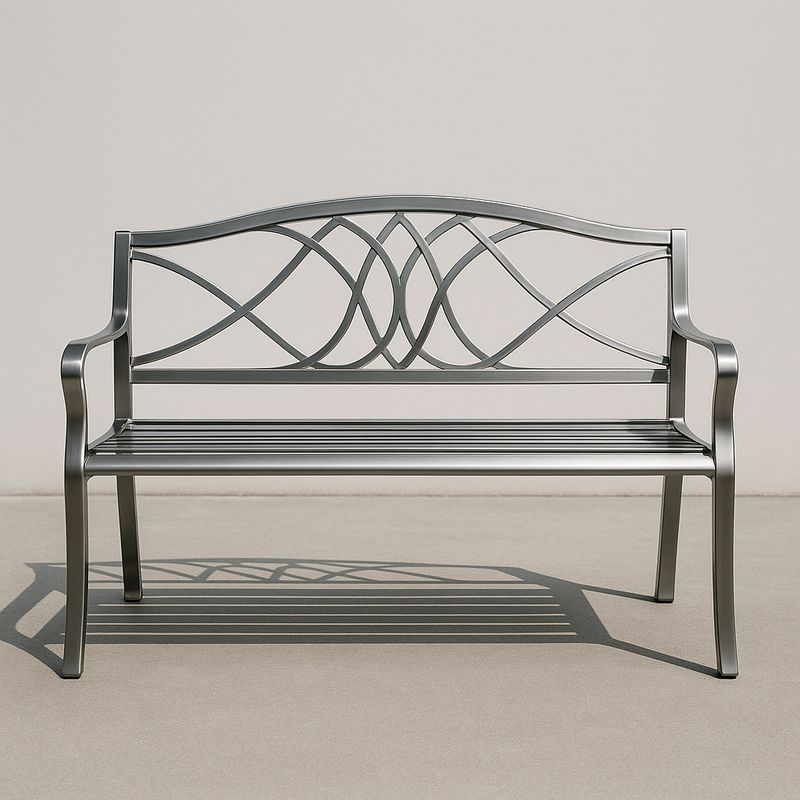Metall Gartenbank Silber 2-Sitzer 126x89x59 cm