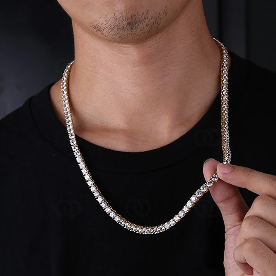 4mm Tenniscollier Weiss vergoldet mit Zirkonia