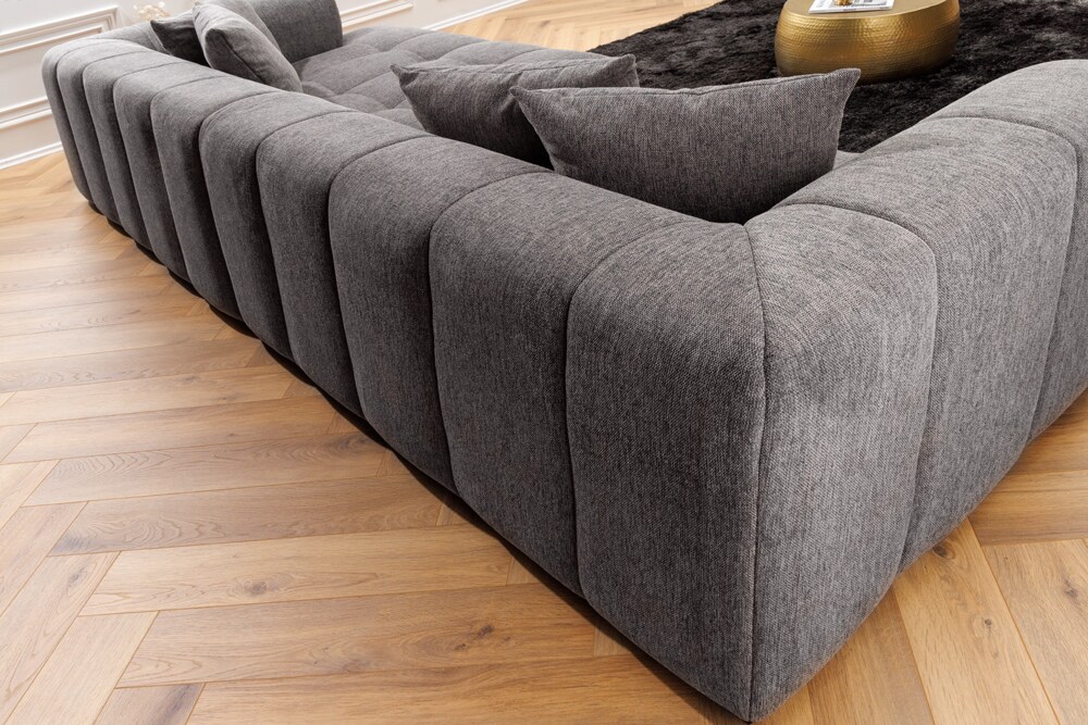 riess-ambiente Ecksofa ZERO GRAVITY - 305cm grau Webstoff Ottomane rechts Bigsofa Couch XXL Modern