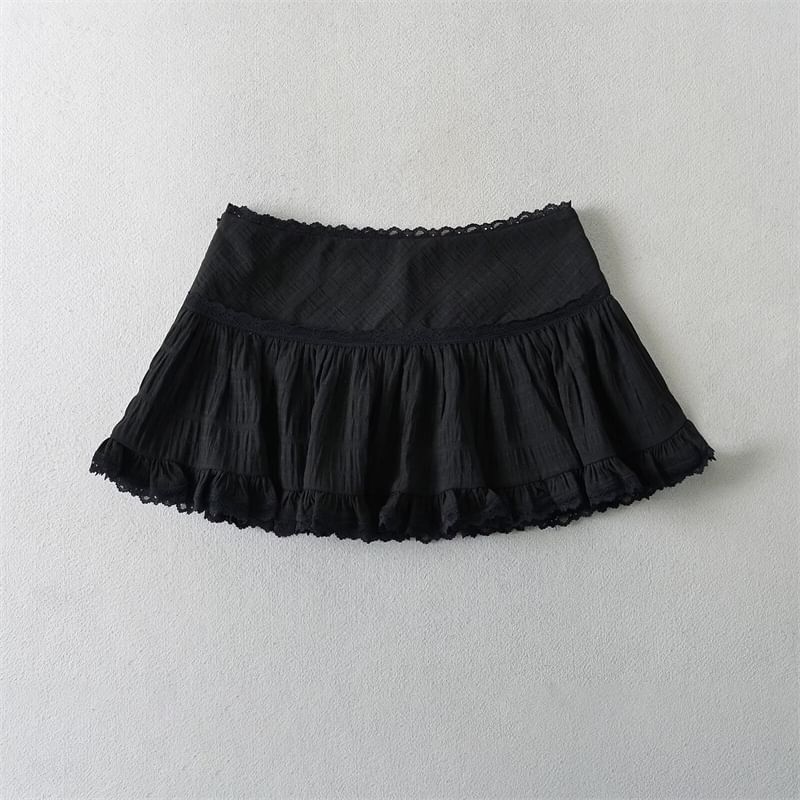 Bazer - Lage taille effen mini A-lijn rok