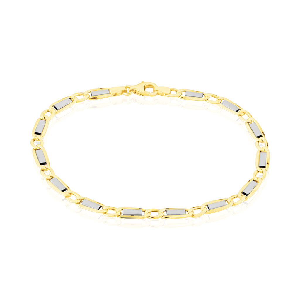 Bracelet Danae Maille Plaquette Alternee 1/1 Or Bicolore