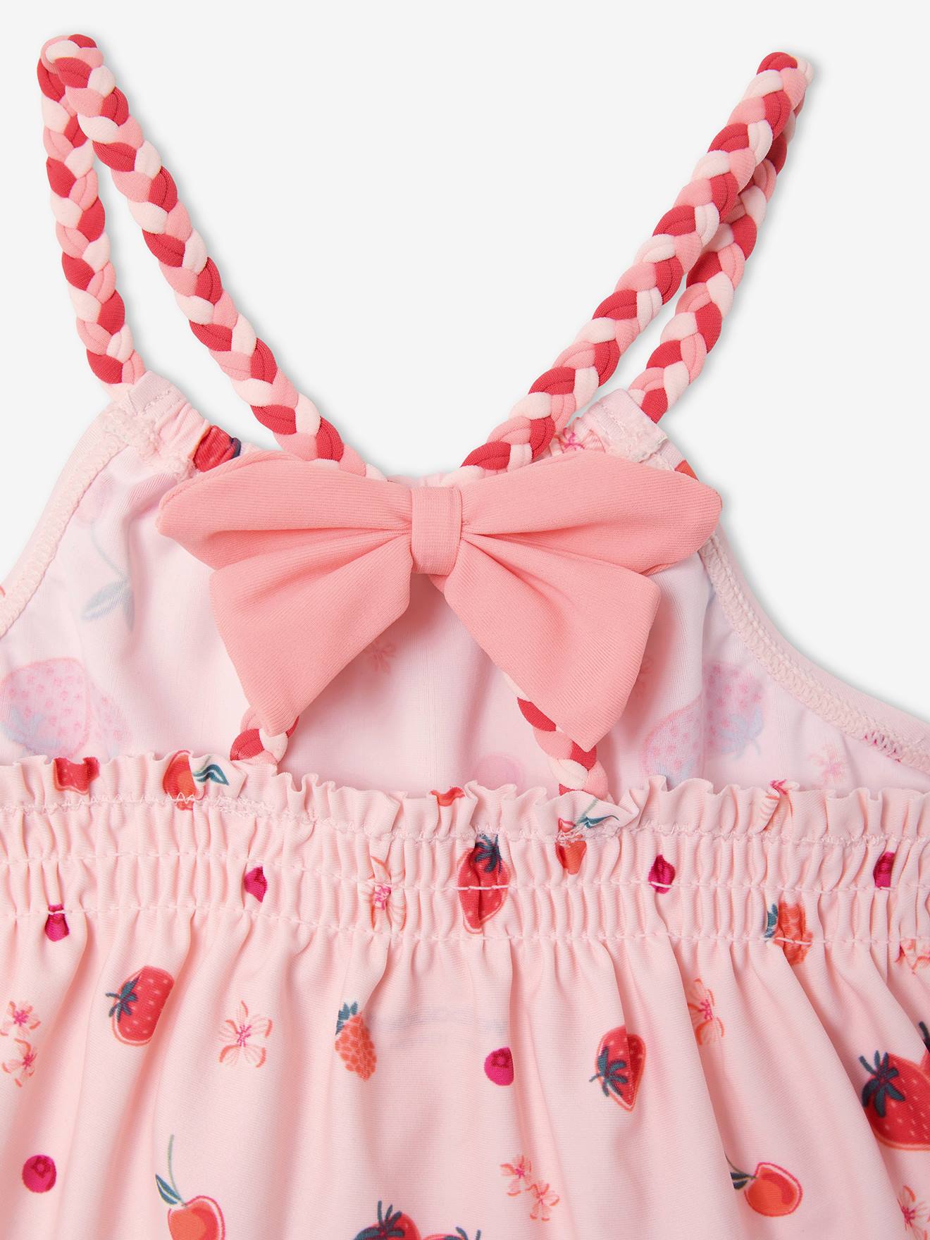 Biquíni com estampa de frutas para meninas, estampa rosa claro