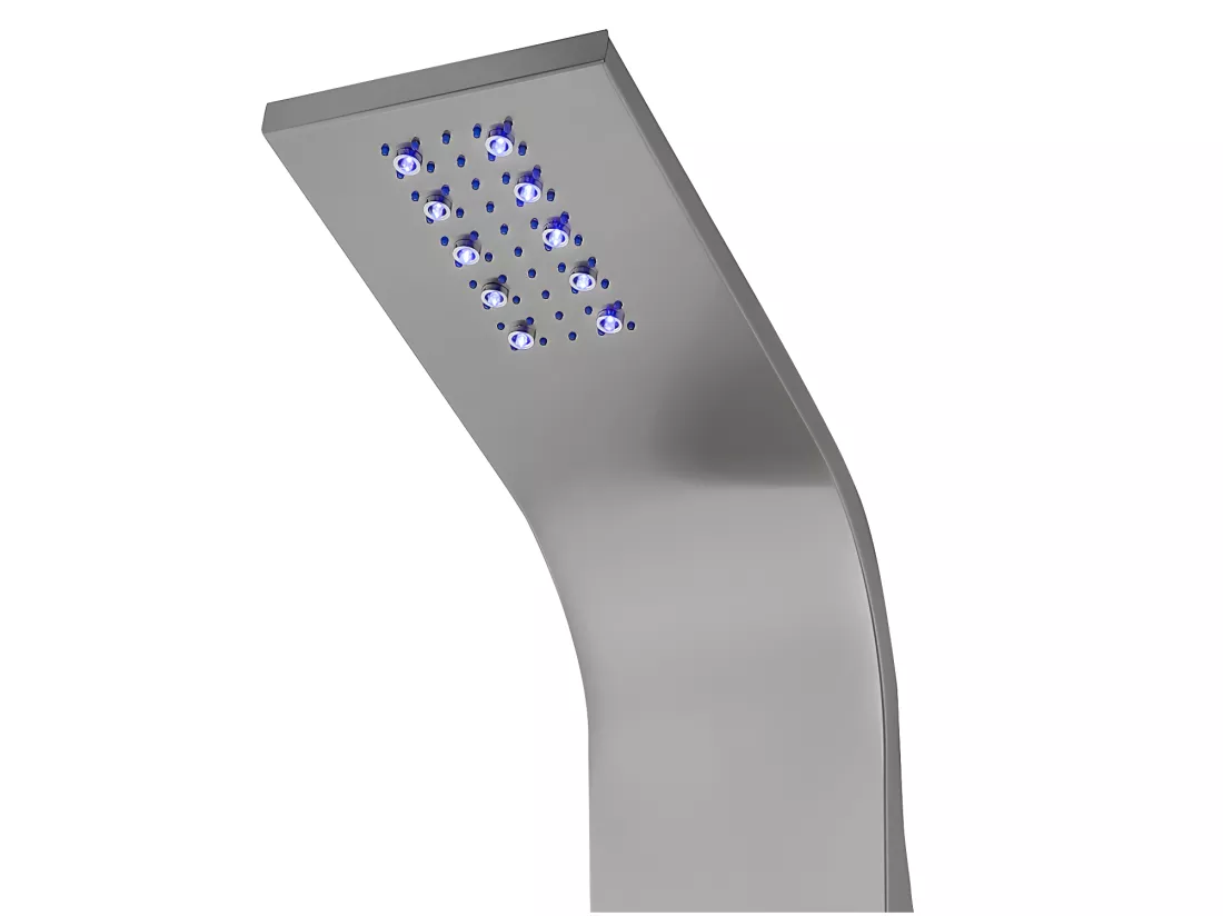 Colonne de douche hydromassante thermostatique à leds et bluetooth - L20 x H165 cm - Argenté - CHAKRA V