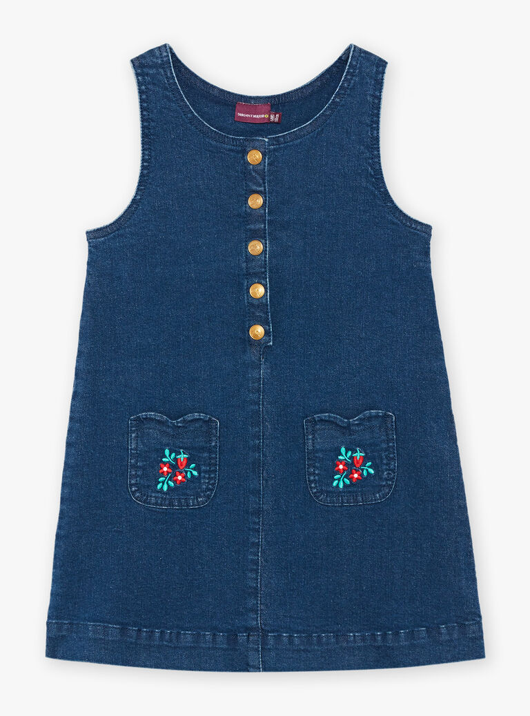 Robe chasuble en denim bleu foncé
