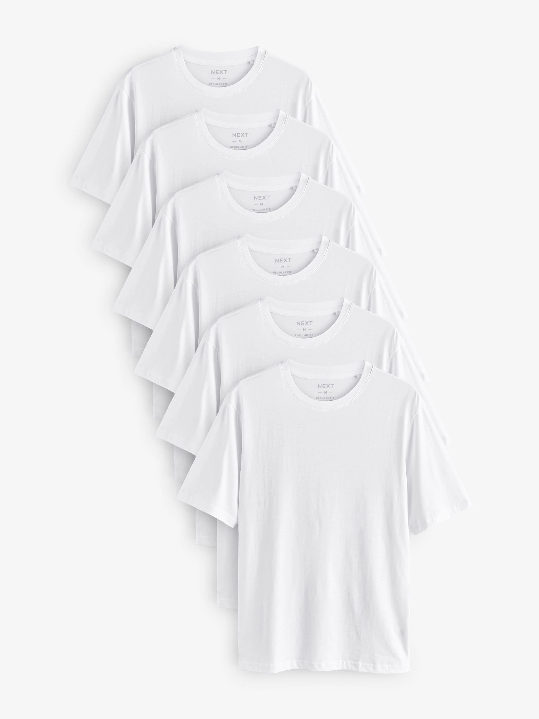 Wit - Normale Pasvorm - Essential katoenen T-shirts verpakking van 6