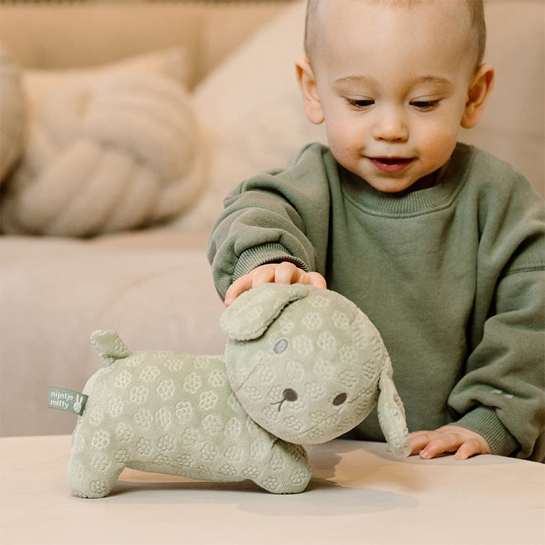 nijntje knuffelhond snuffie - green flower - 25 cm