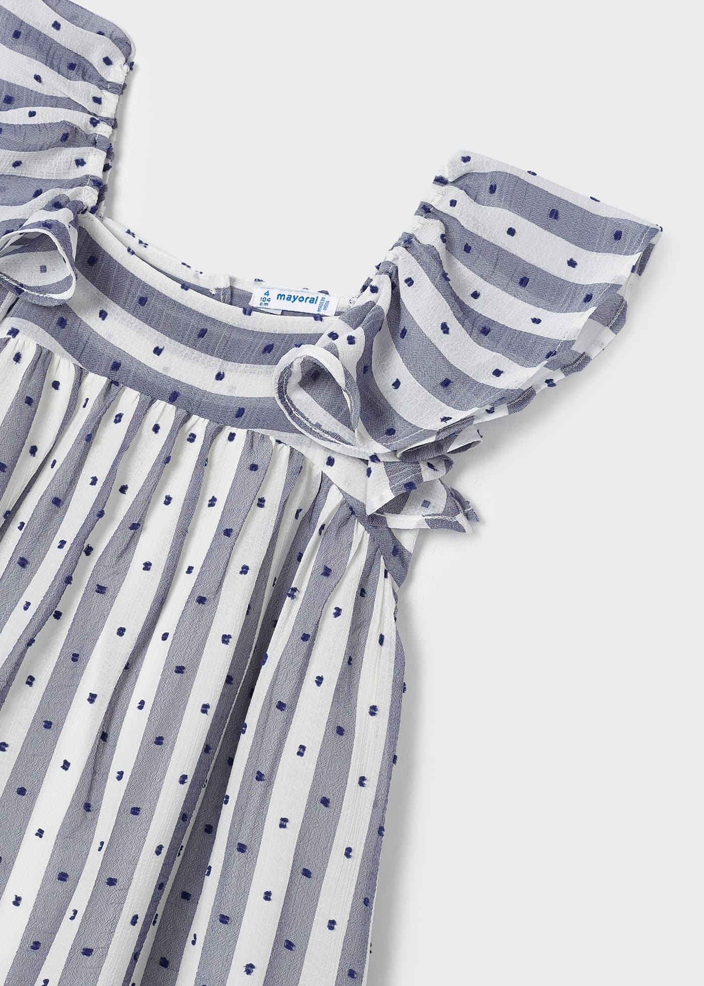 Vestido fluido com listras de bolinhas para meninas