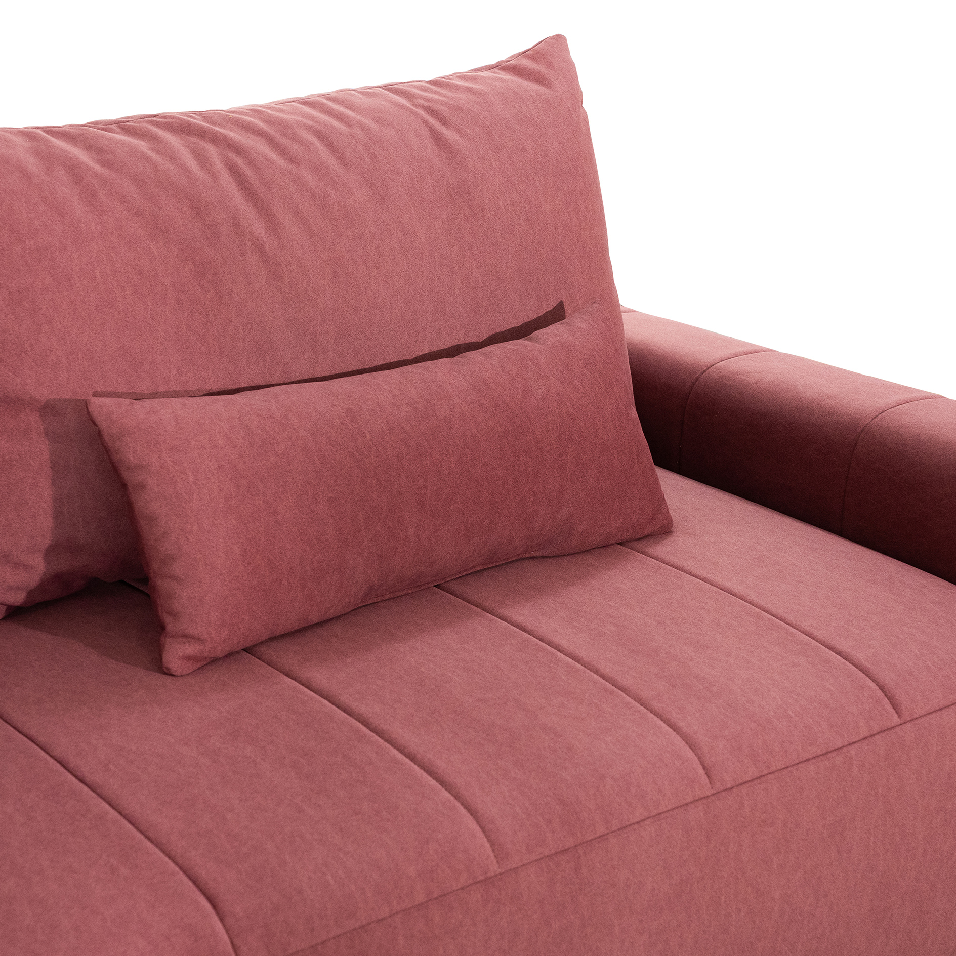 3-Sitzer Sofa - rot - Samt - mit Staukasten