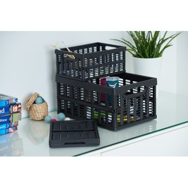 Caisse de rangement pliante, PP, 32,5 litres, noir