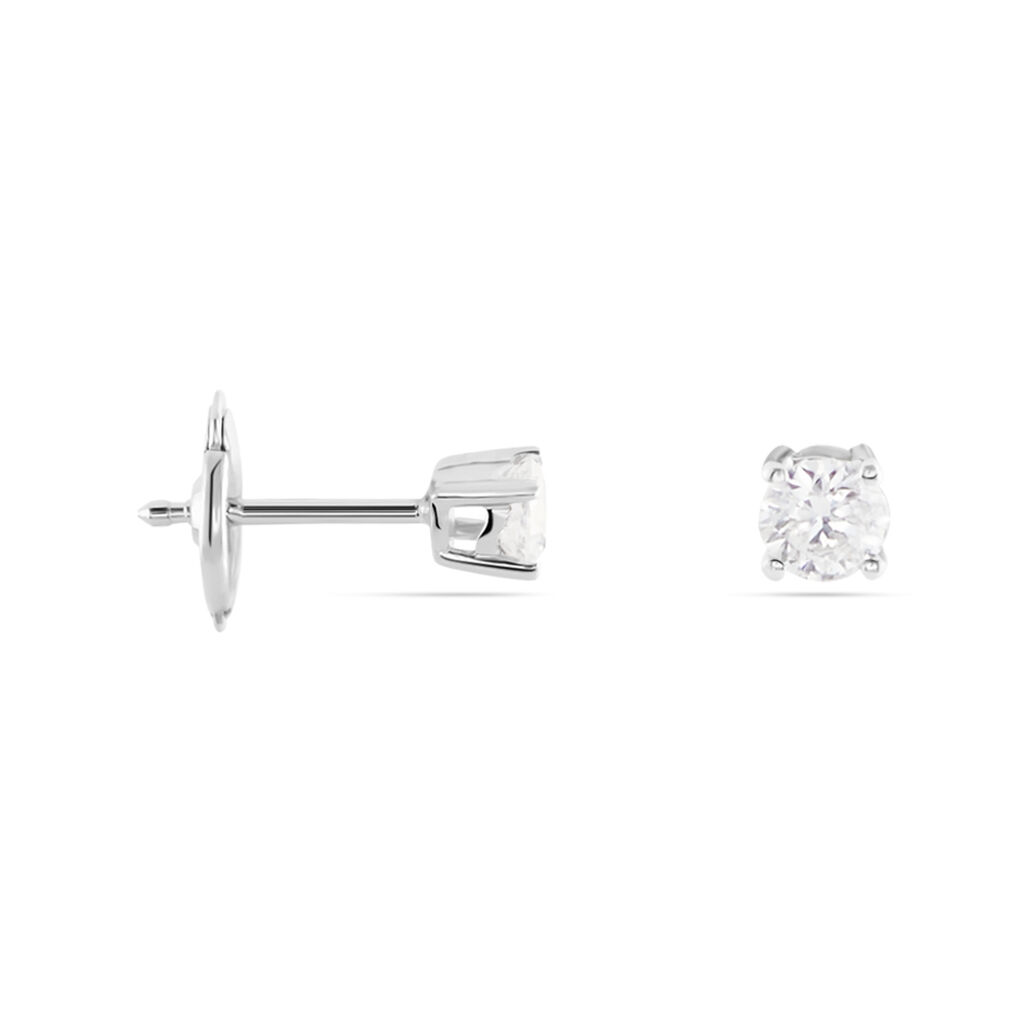 Boucles D'oreilles Puces Or Blanc Victoria Diamants