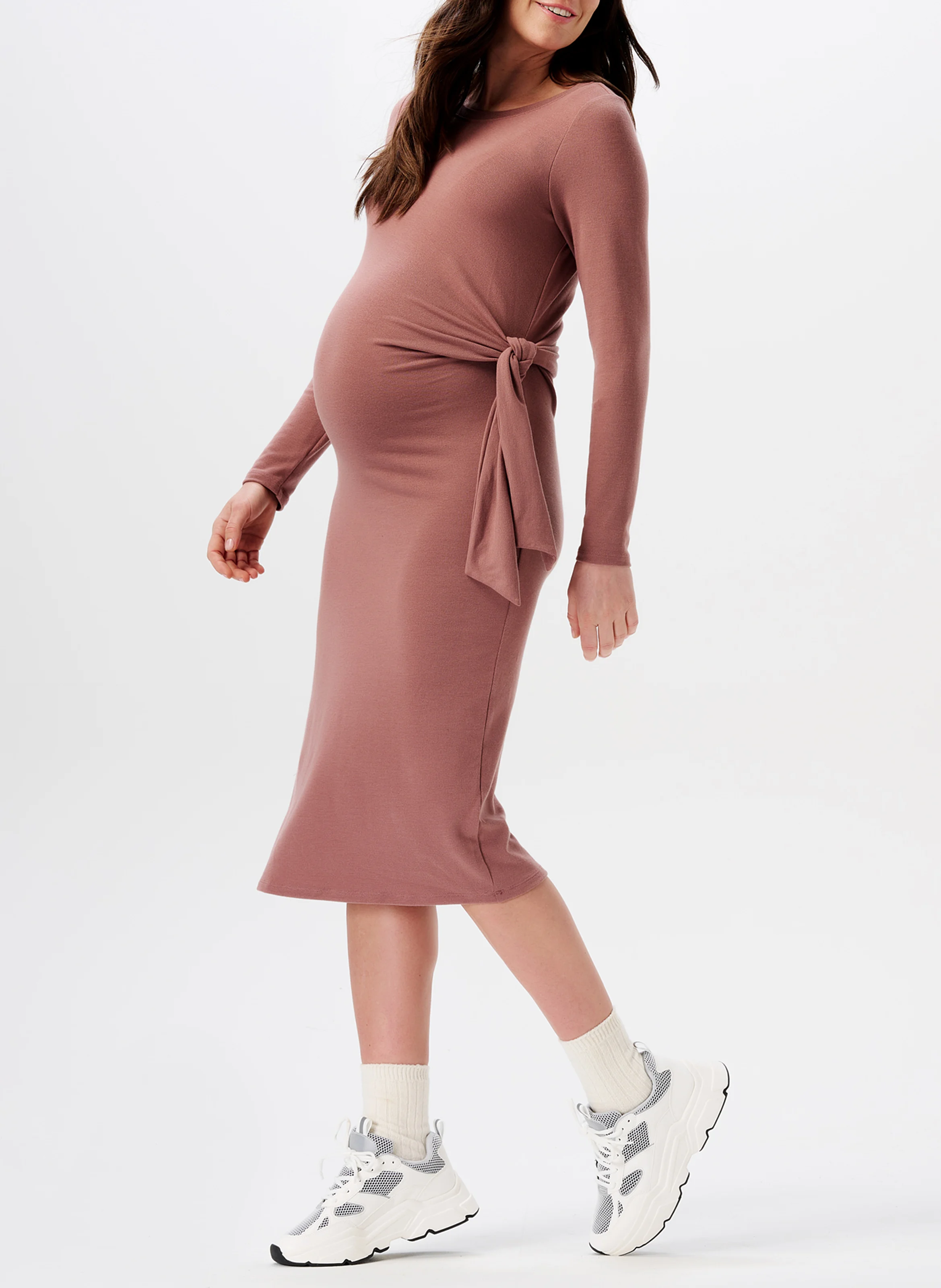 FRISCO - Robe midi col rond de grossesse| Marron