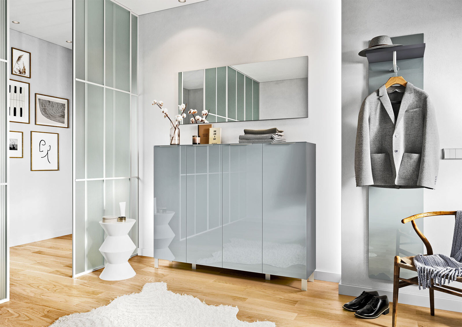 vito Garderobenpaneel SIRIANO 39 x 190 cm silbergrau/ anthrazit