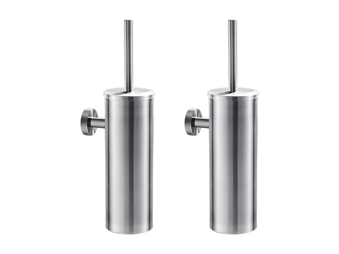 AuraLum Max 2pcs Porte Brosse de Toilette WC en Acier Inoxydable avec Support WC Mural Imperméable pour Salle de Bains Toilettes WC,EU Modèle