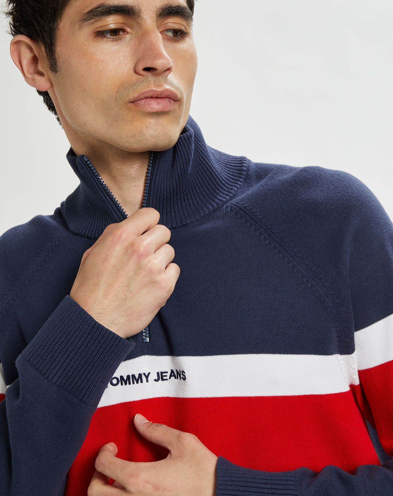 Tommy Jeans Pull colorblock bleu/rouge