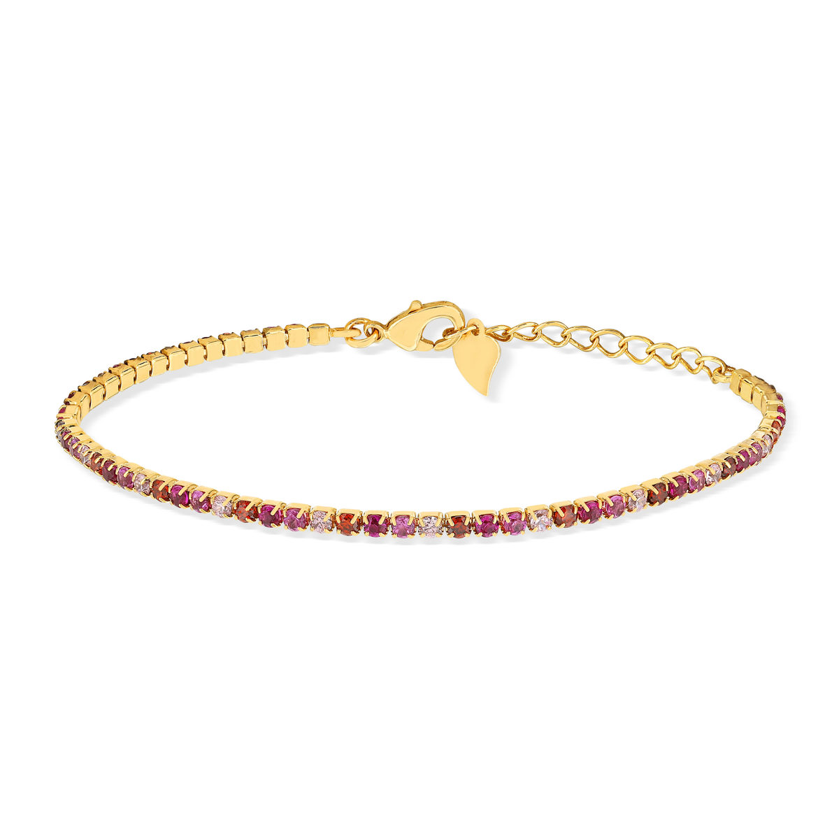 Bracelet plaqué or zirconias roses 18 cm