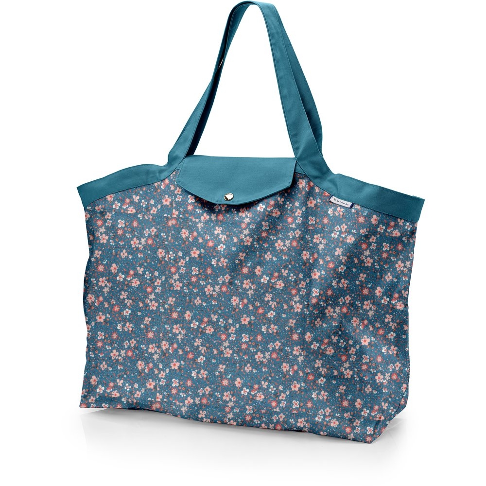 Grand Sac Cabas En Tissu Fleuri Nude Ardoise