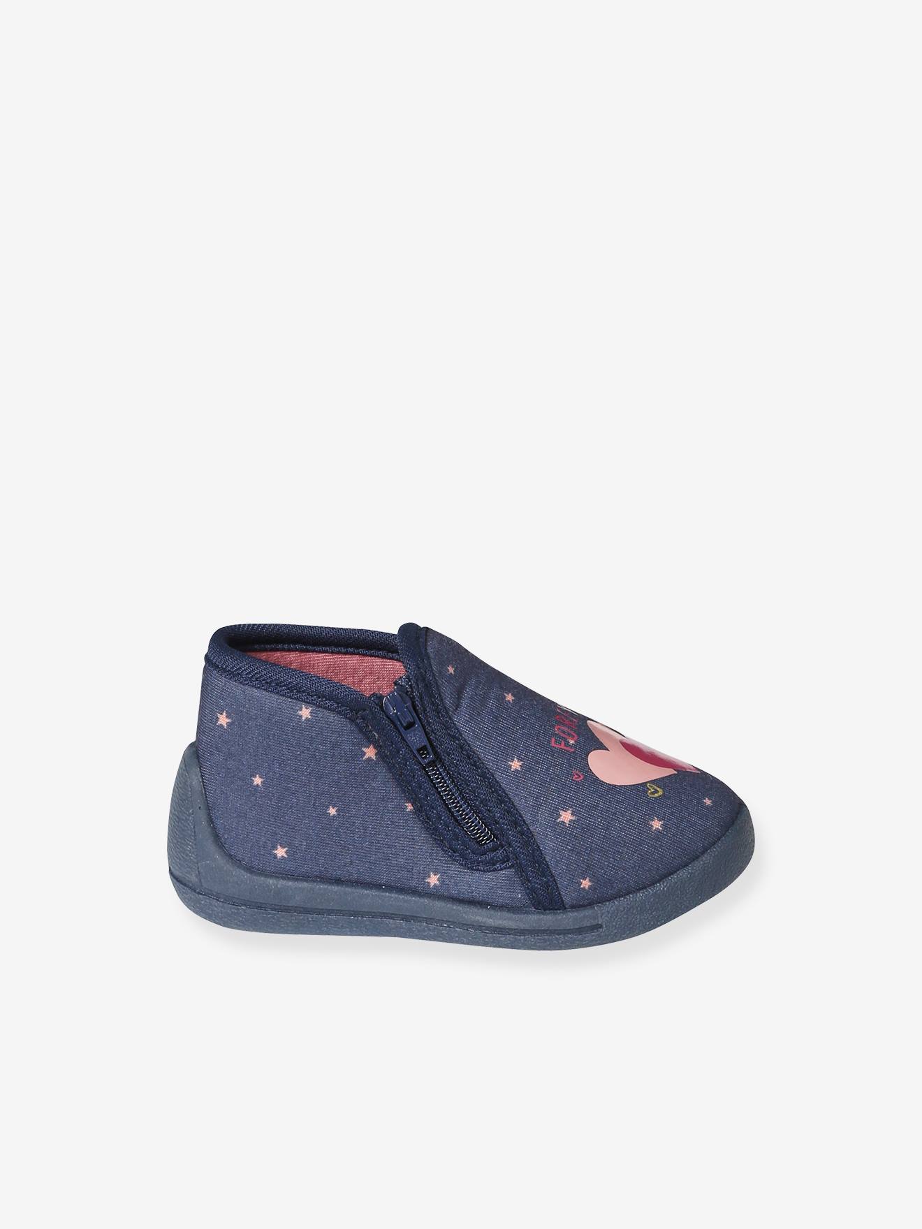 Sapatos de lona azul para bebê com zíper