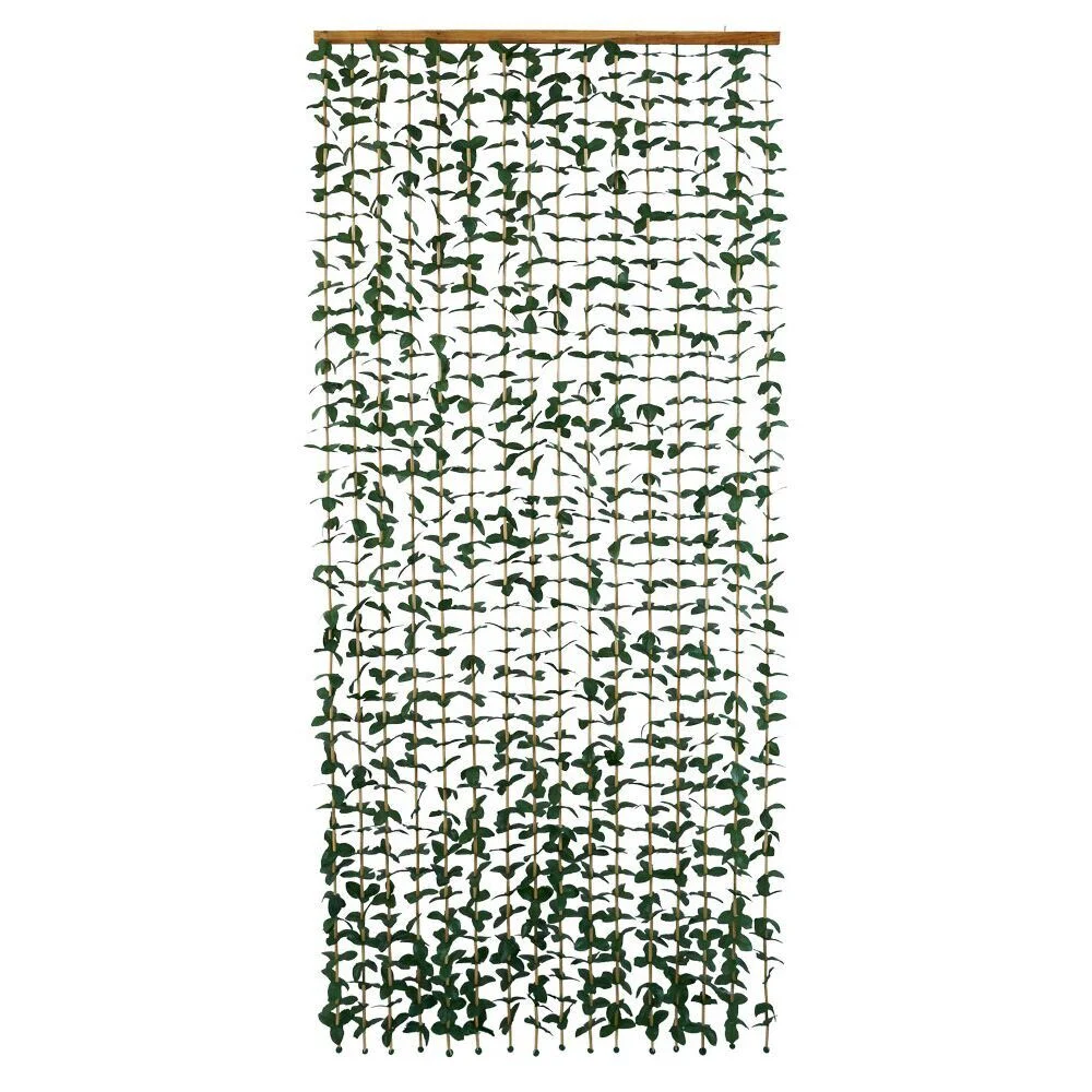 Rideau de porte bambou feuillage vert 90xH200cm