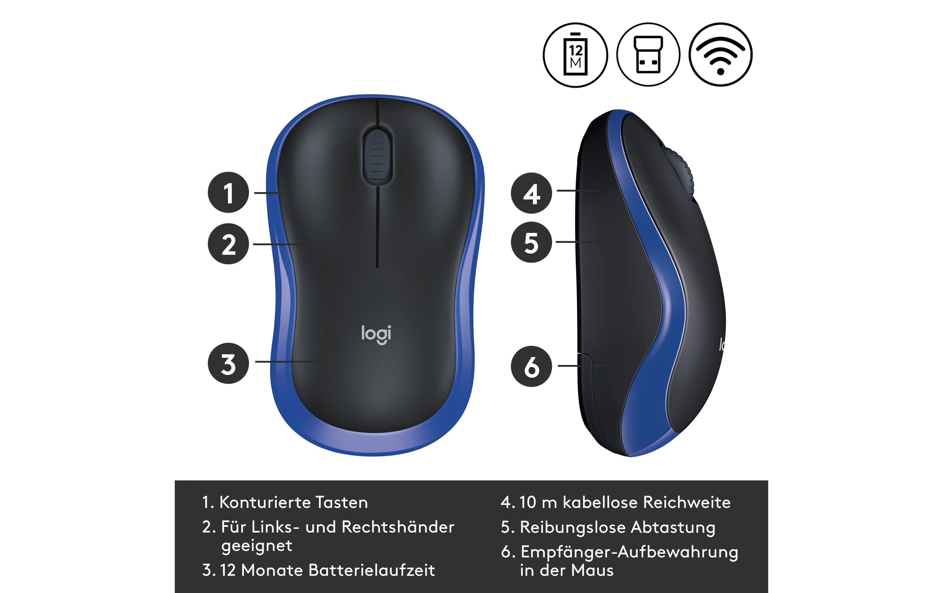Maus M185 WirelessMaus, Kabellos
