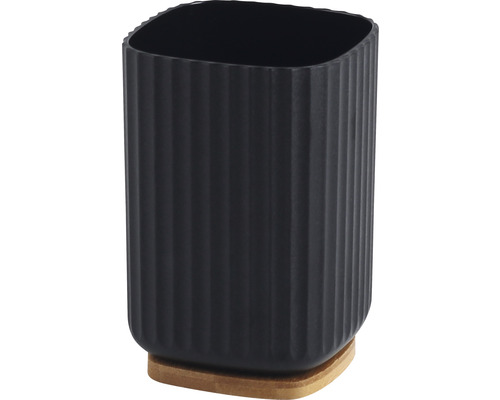 form&style 6-delige badkamerset, zwart kunststof/bamboe