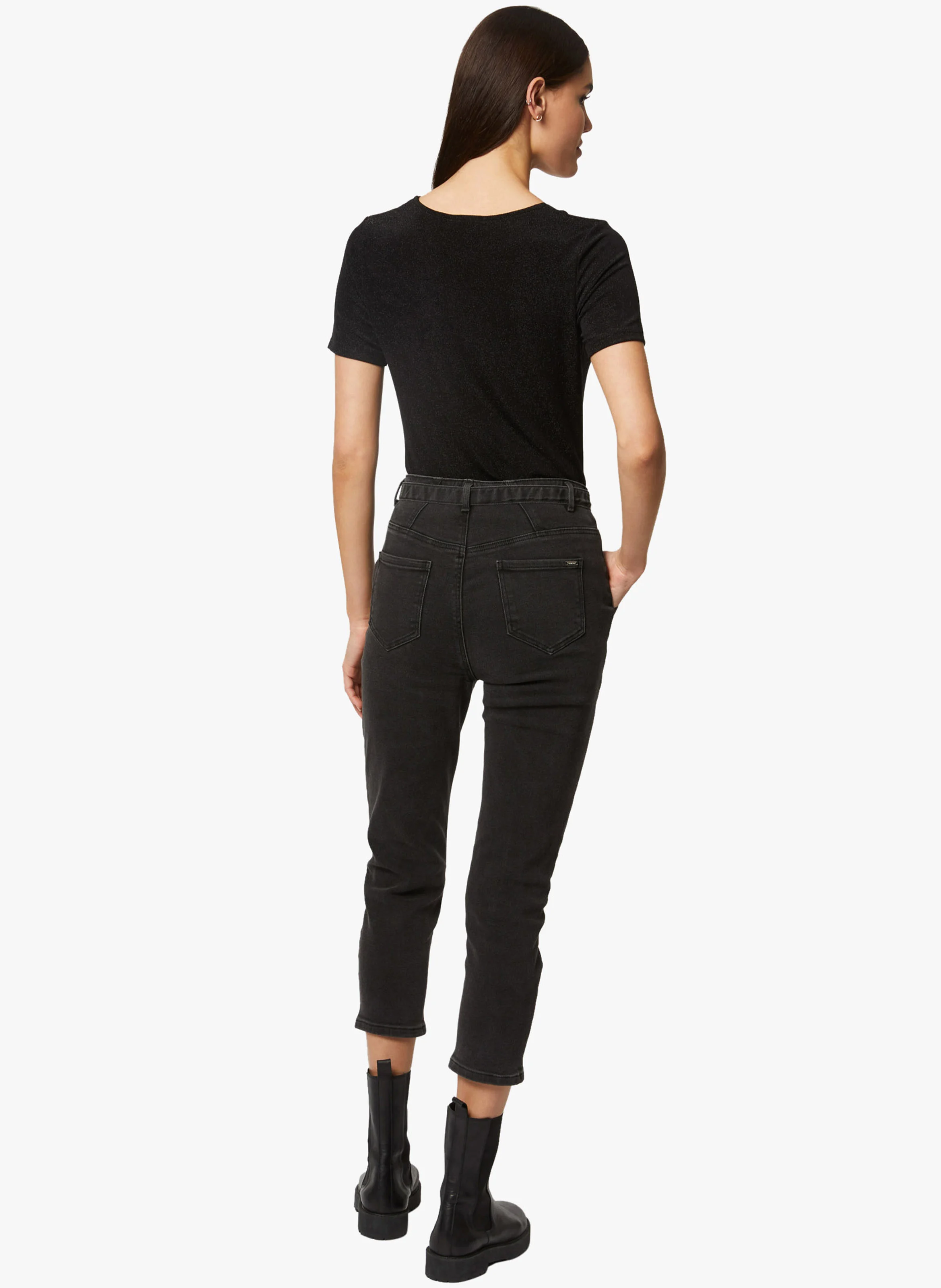 DIWI - Tee-shirt col V métallisé | Noir