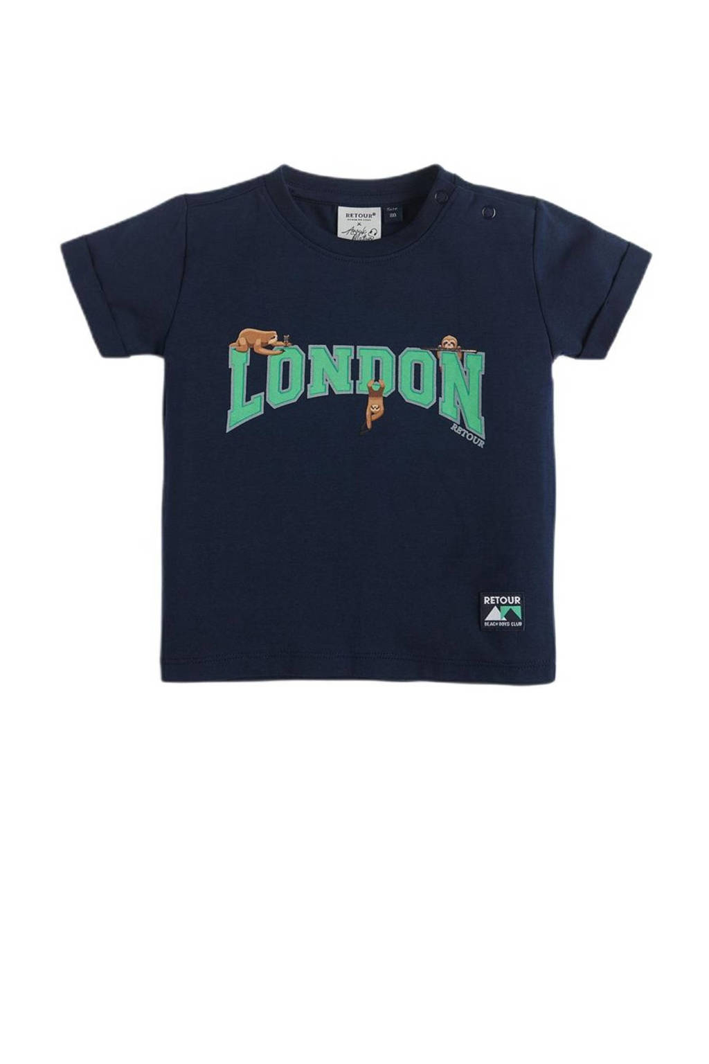 Retour Jeans T-shirt Sen met tekst donkerblauw