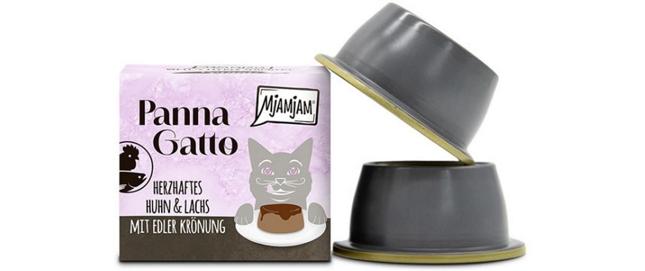 Panna Gatto Huhn und Lachs mit edler Krönung, 2 x 80 gAlleinfuttermittel für ausgewachsene Katzen