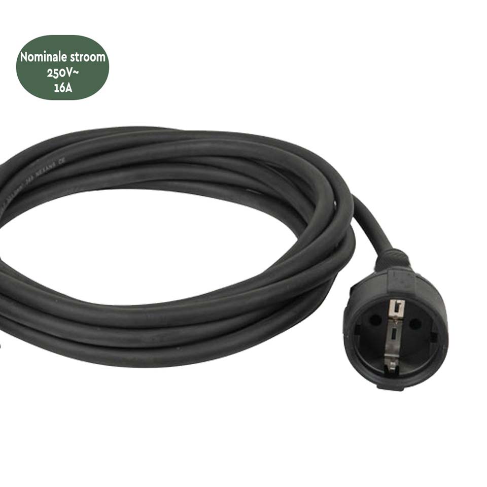 BRASQ 5 meter verlengsnoer met randaarde - Black