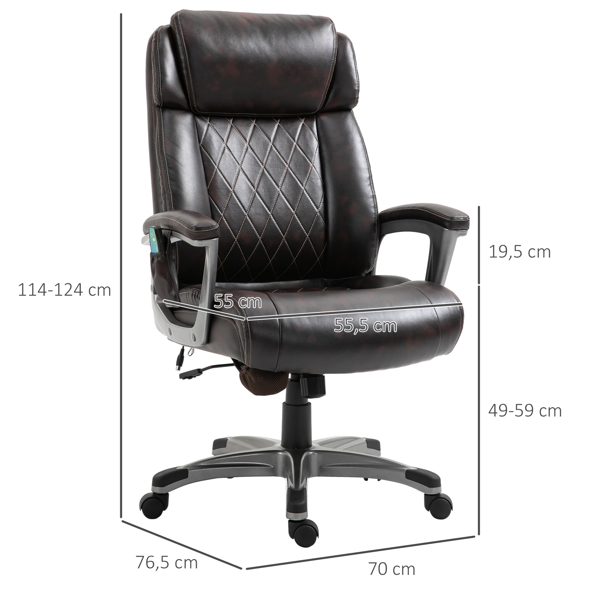 Vinsetto Bürostuhl  mit Massagefunktion 70 x 76,5 x114-124 cm (BxTxH)
