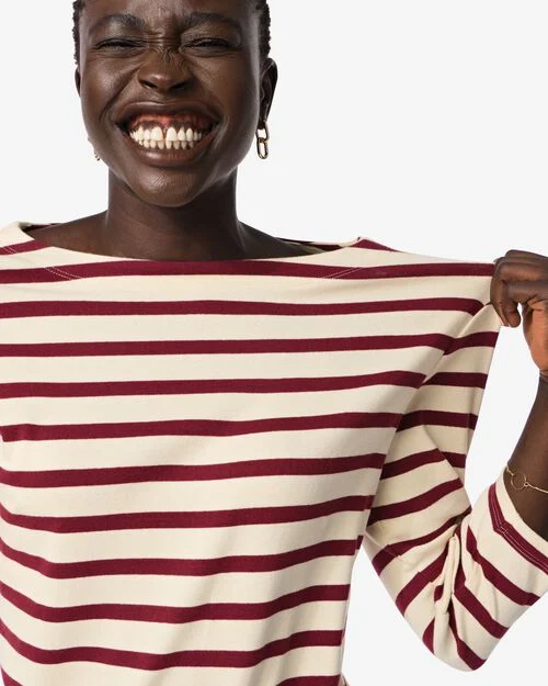 t-shirt femme col bateau bordeaux