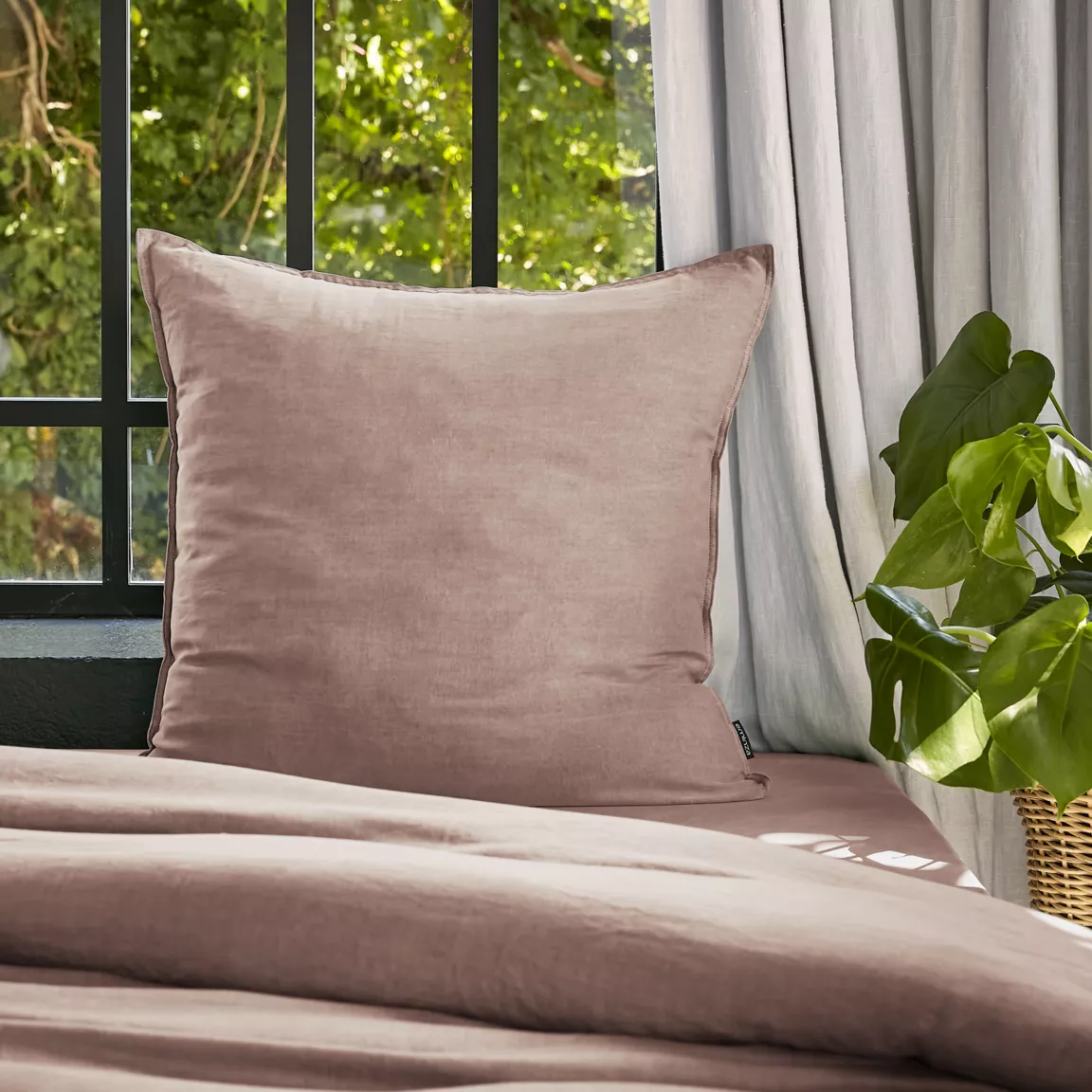 Taie d'oreiller carrée lyocell Tencel™ lavé (63 x 63 cm) Olivia Rose blush