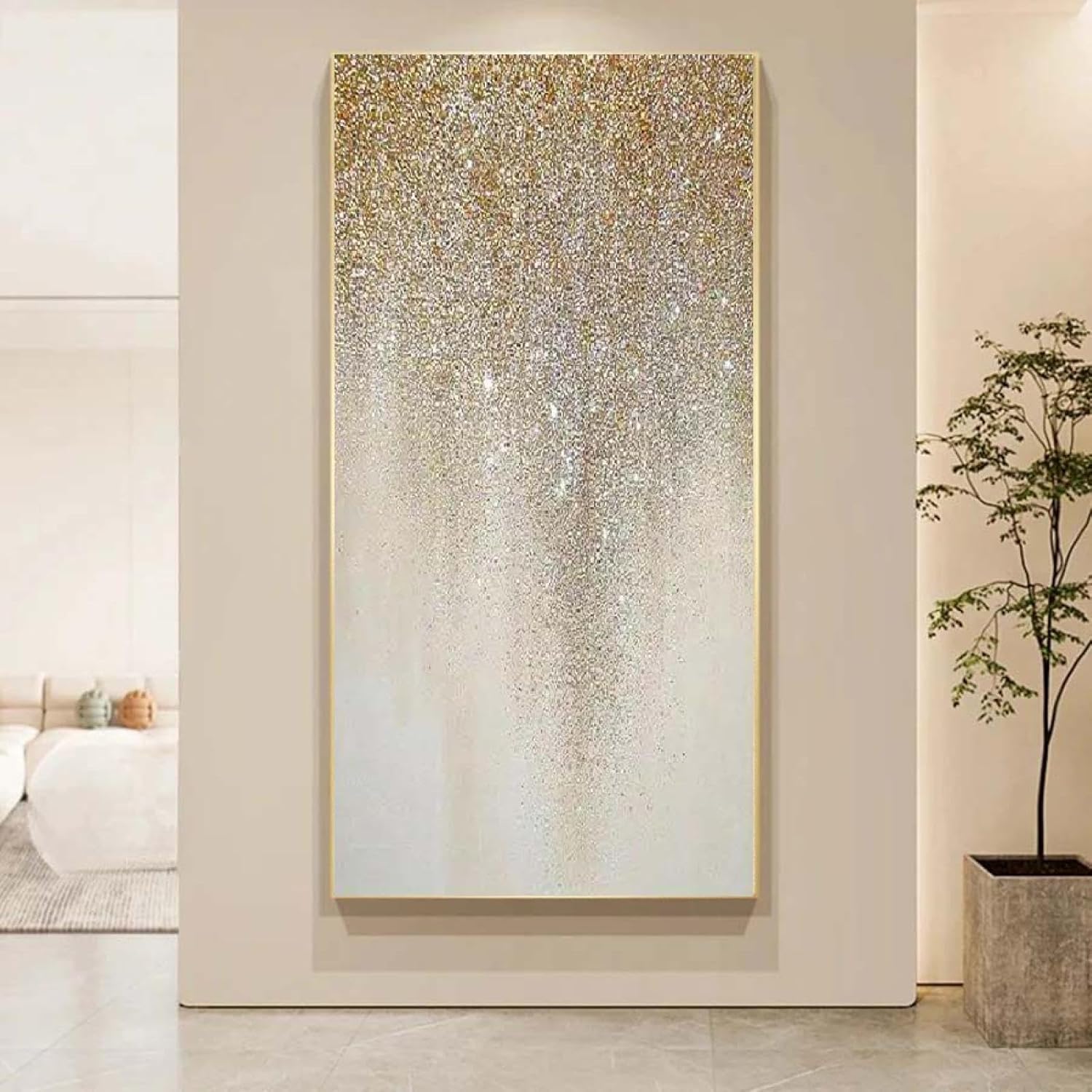 Bilder Abstrakt Gold Luxus Kunst 140x70 cm Groß Modern Leinwandbild Wohnzimmer Schlafzimmer Wandbilder Canvas Desing Wand Bild auf Leinwand Moderne Kunstdruck Wanddeko Aufhängefertig