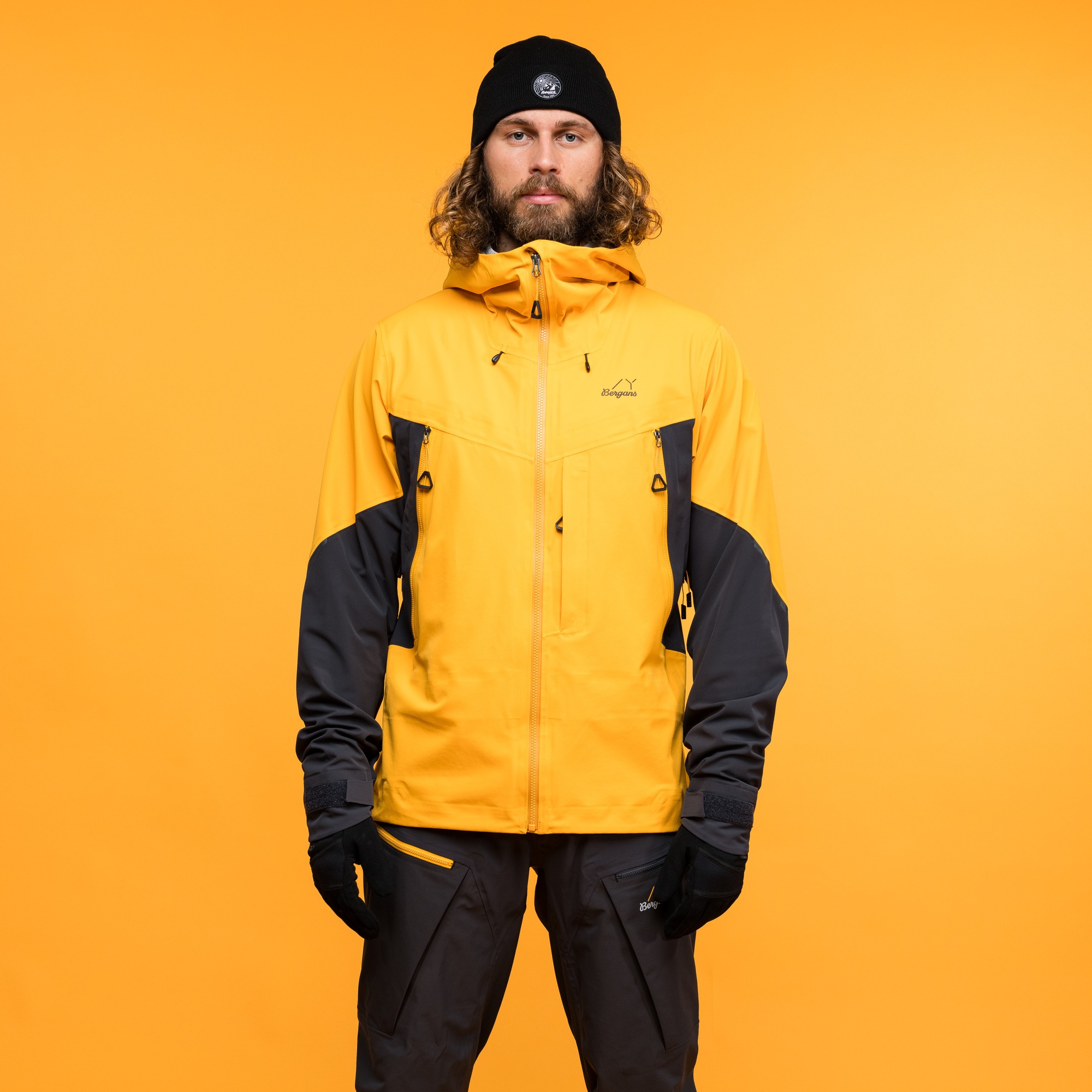 Y MountainLine Hybrid Softshell Jacket Herre Mango Yellow/Dark Shadow Grey