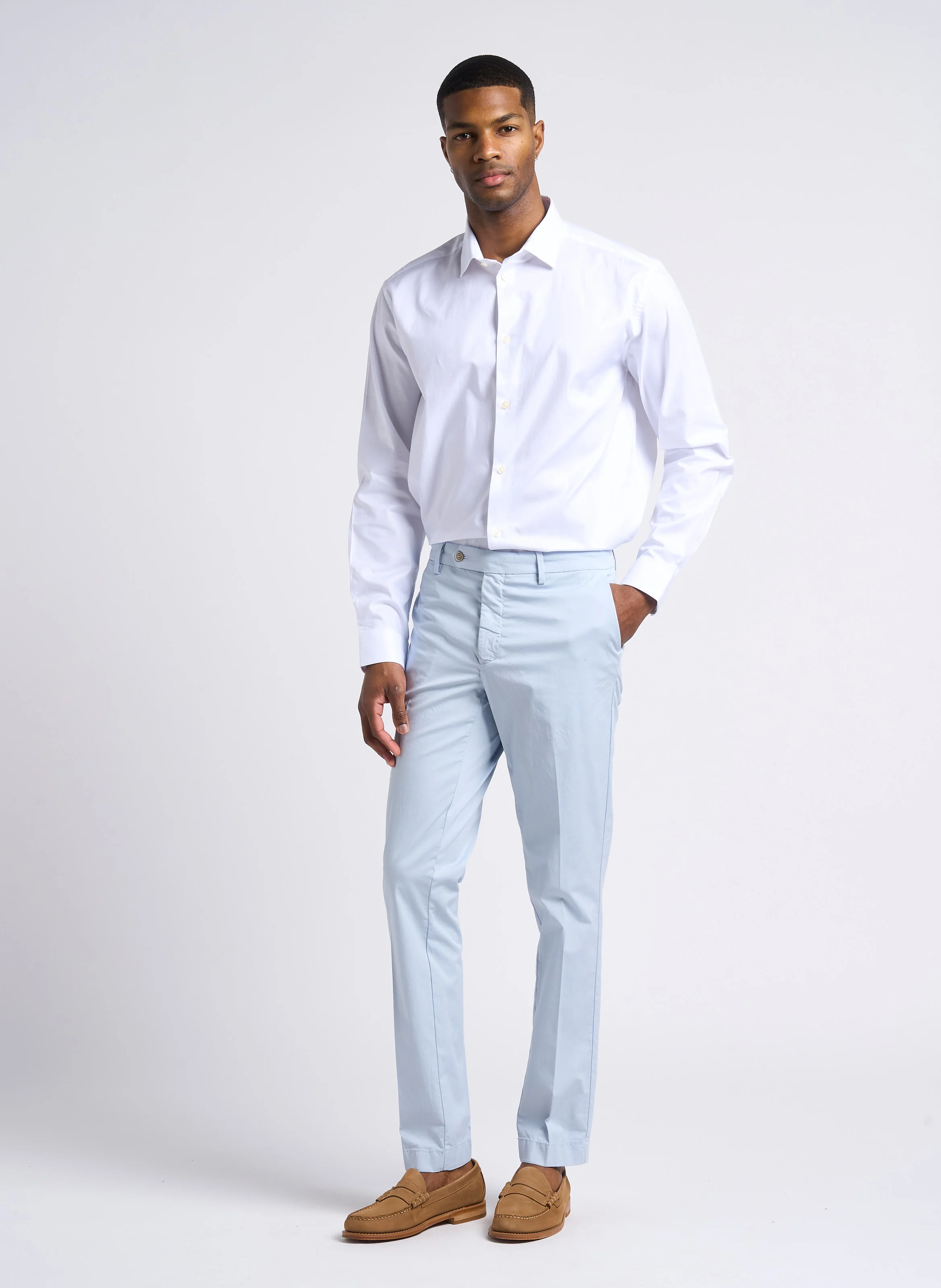 LAAVE - Chemise droite col classique en coton | Blanc
