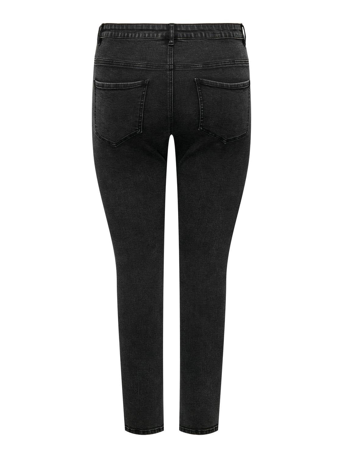 CARROSE Hohe Taille Skinny Fit Jeans Washed Black