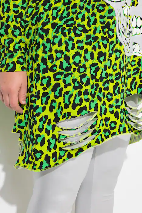 Sweatshirt, Loose Fit, Color-Leo, Totenkopf, limettengrün