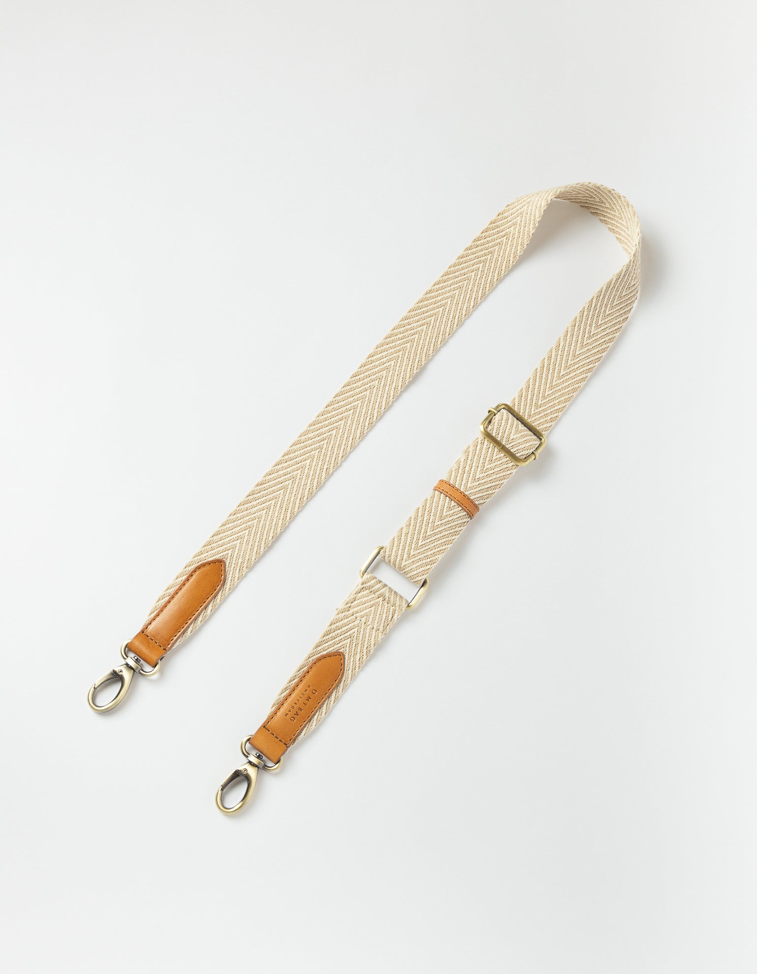 Herringbone Webbing Strap - Sand & Cognac Classic Leather