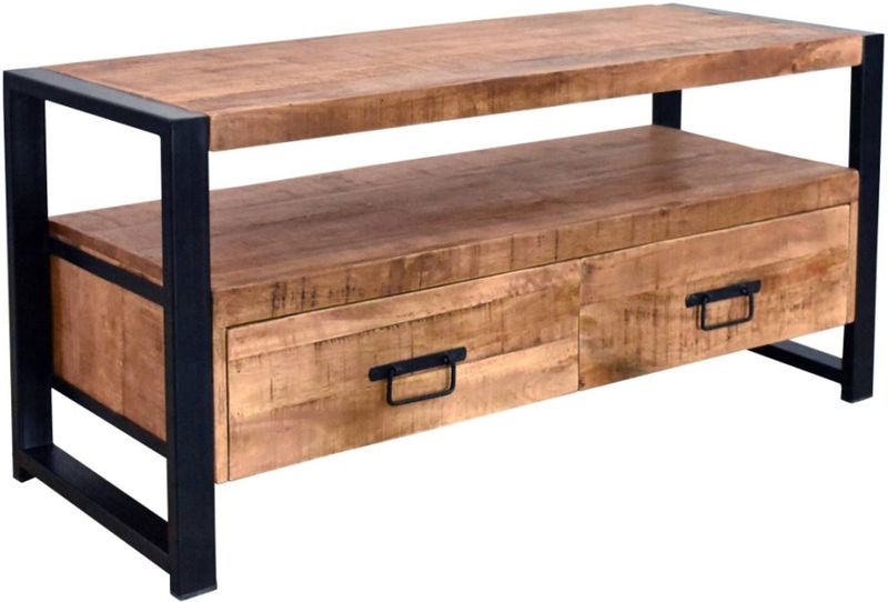 Lizzely Garden & Living - Ilse - TV Meubel - Hout met Zwart - 100 cm - Duurzaam Mango Massief Hout