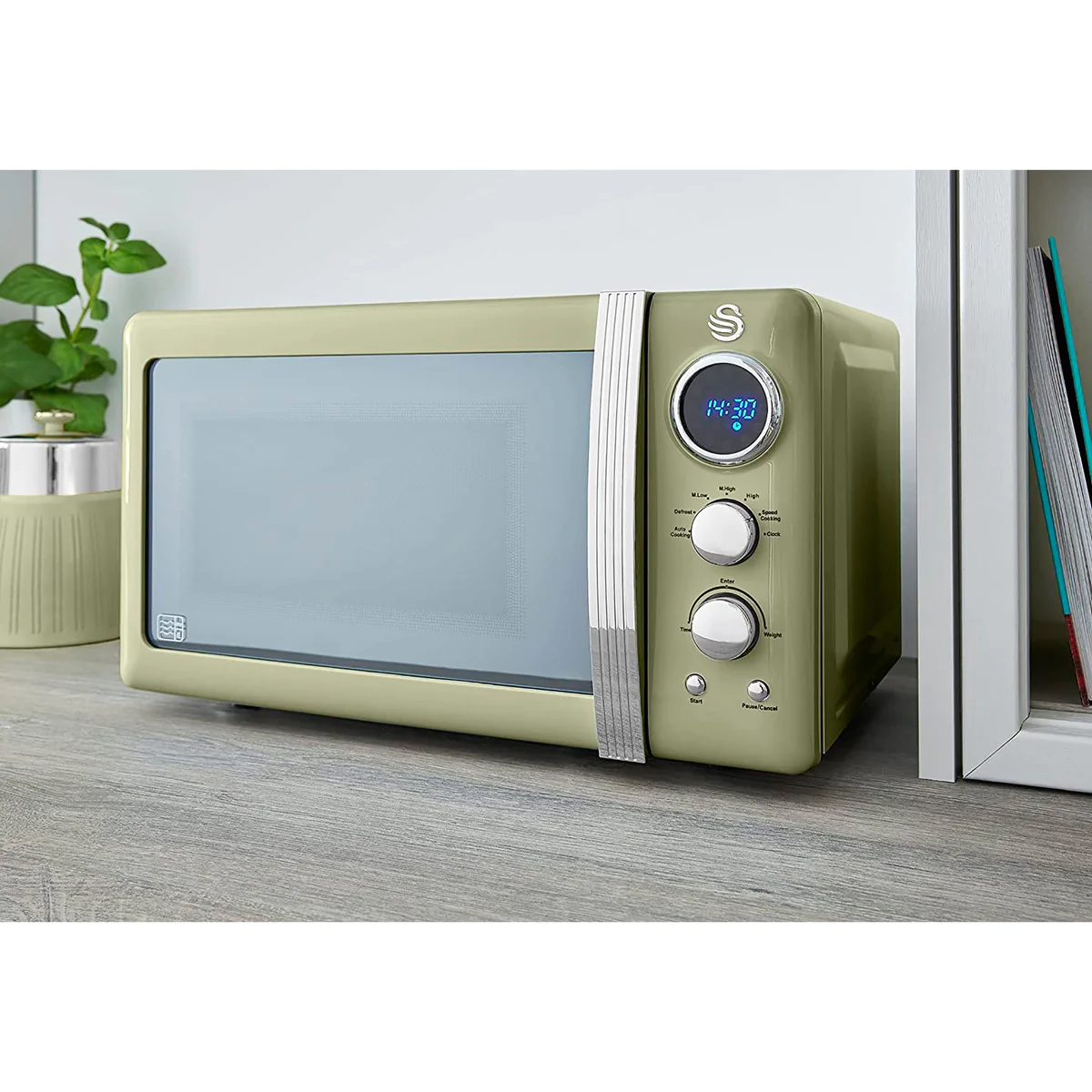 Retro Micro-ondes Numérique 20L, 5 Niveaux Puissance, Décongélation, M