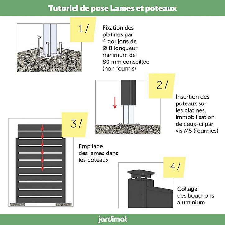 Poteau clôture Jardimat Alpes gris h. 180 cm