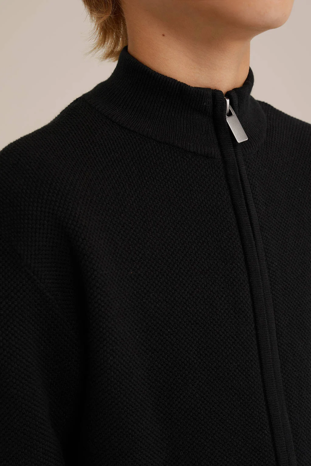 WE Fashion vest zwart fijn gebreid