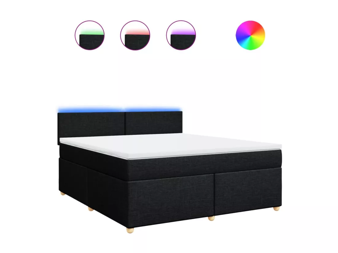 Sommier à lattes de lit avec matelas Noir 180x200 cm Tissu