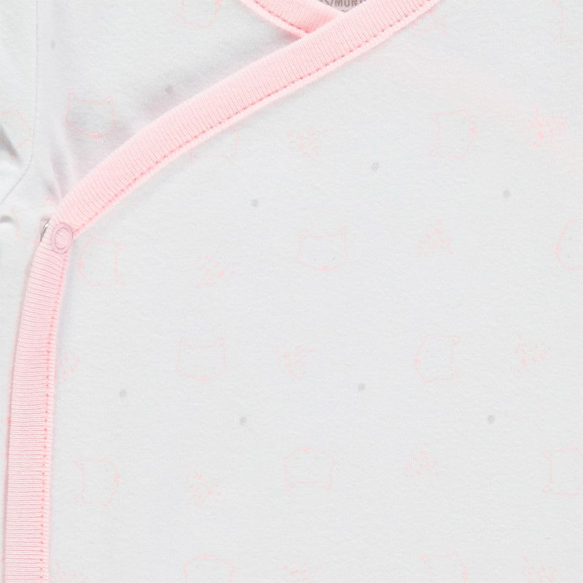 Lot de 2 bodies manches longues en coton bio imprimés chats - Blanc