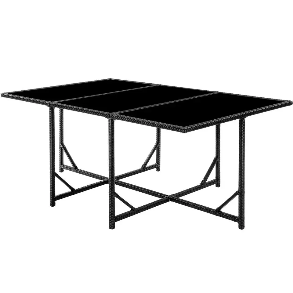 tectake - tuinset Malaga 6 4 1 met regenhoes - wicker - zwart/grijs