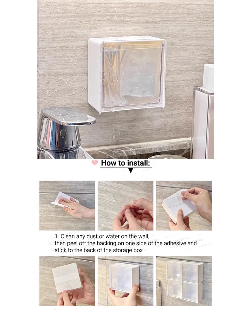Yunikon - Zelfklevende vierkante plastic wandorganizer / set