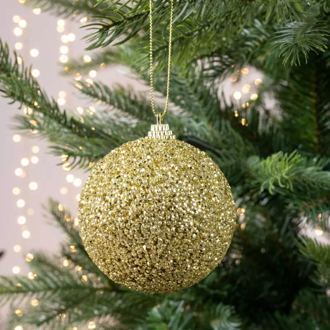 Lot de 12 boules de Noël (D80 mm) Perline Or