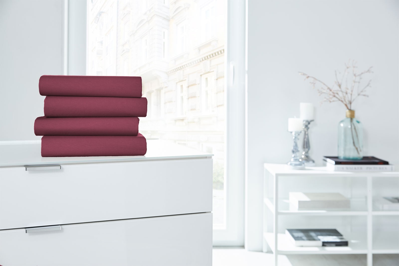 Vario Spannbetttuch Stretch Elasthan-Feinjersey 140 x 200-160 x 220 cm bordeaux