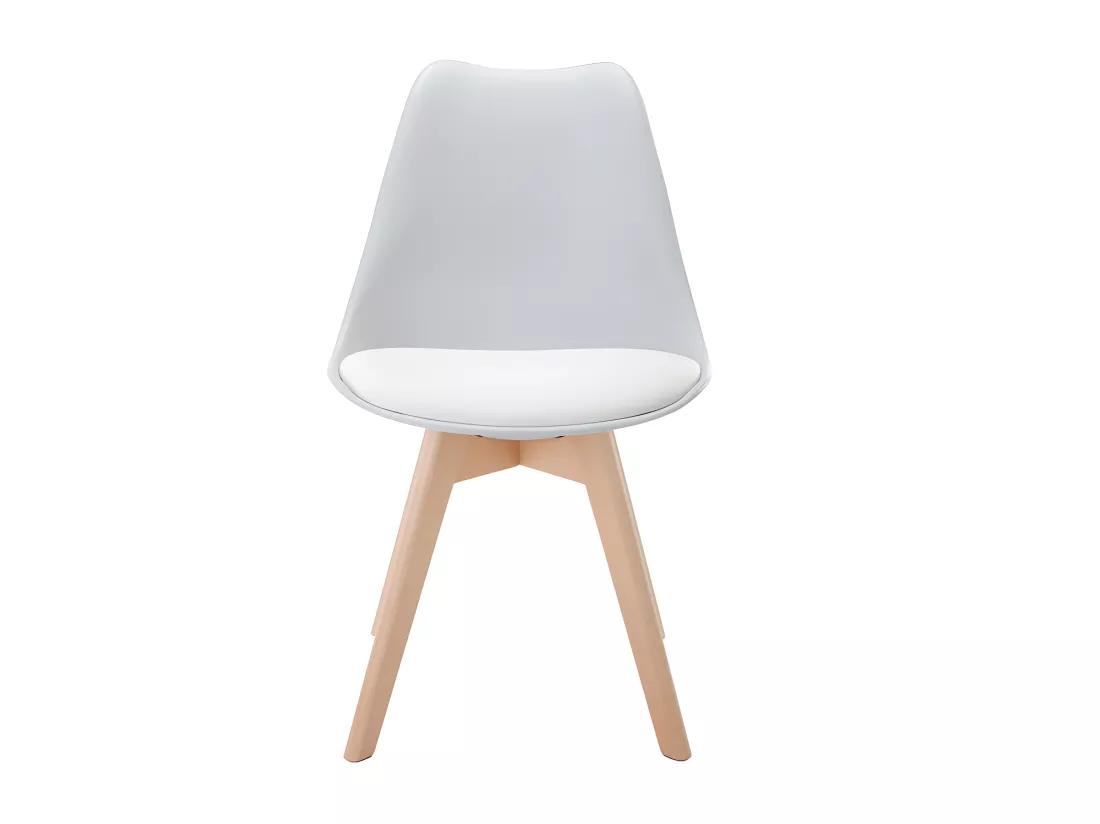 Lot de 6 chaises JODY - Polypropylène et Hêtre - Gris clair